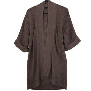 Gap Womens Long Open Front Cardigan Sweater Size M Chocolate Brown Minimalist